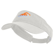 Colorful Swimming Club Embroidered Prostyle Cotton Twill Washed Visor - White OSFM