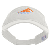 Colorful Swimming Club Embroidered Prostyle Cotton Twill Washed Visor - White OSFM