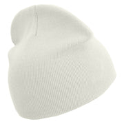 Forest Flowers Embroidered 8 inch Acrylic Short beanie - White OSFM