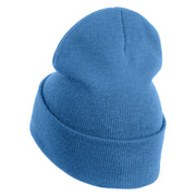 I'm Tired Logo Embroidered 12 Inch Long Knitted Beanie - Sky Blue OSFM