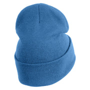 I'm Tired Logo Embroidered 12 Inch Long Knitted Beanie - Sky Blue OSFM