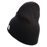 United States Marines Semper Fi Symbol Embroidered 8 Inch Solid Knit Short Beanie Made in USA - Black OSFM