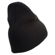 United States Marines Semper Fi Symbol Embroidered 8 Inch Solid Knit Short Beanie Made in USA - Black OSFM