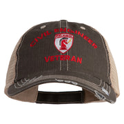 USAF Civil Engineer Veteren Embroidered Low Profile Special Cotton Mesh Cap - Brown-Khaki OSFM