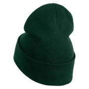 I'm Tired Logo Embroidered 12 Inch Long Knitted Beanie - Dark Green OSFM