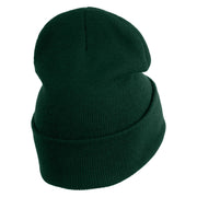 I'm Tired Logo Embroidered 12 Inch Long Knitted Beanie - Dark Green OSFM