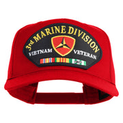 3rd Marine Division Vietnam Veteran Patched Solid Cotton Twill 5 Panel Prostyle Snap Cap - Red OSFM