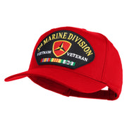 3rd Marine Division Vietnam Veteran Patched Solid Cotton Twill 5 Panel Prostyle Snap Cap - Red OSFM
