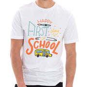 Happy First Day Of School Cotton Short Sleeve Graphic Shirt