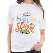 Happy First Day Of School Cotton Short Sleeve Graphic Shirt