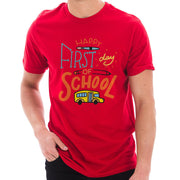 Happy First Day Of School Cotton Short Sleeve Graphic Shirt