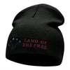 Freedom Reigns Phrase Embroidered Short Knitted Beanie