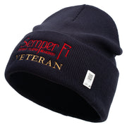 United States Marines Semper Fi Veteran Logo Embroidered 12 Inch Solid Knit Cuff Long Beanie Made in USA - Navy OSFM