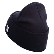 United States Marines Semper Fi Veteran Logo Embroidered 12 Inch Solid Knit Cuff Long Beanie Made in USA - Navy OSFM