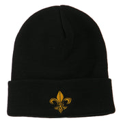 Fleur De Lis Embroidered Long Beanie