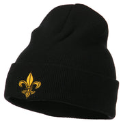 Fleur De Lis Embroidered Long Beanie