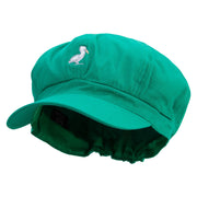 Simple Seagull Logo Embroidered Cotton Elastic Newsboy Cap - Lime OSFM