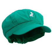 Simple Seagull Logo Embroidered Cotton Elastic Newsboy Cap - Lime OSFM