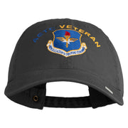 Air Education and Training Command Veteran Embroidered Washed Solid Pigment Dyed Cotton Twill Brass Buckle Cap - Black OSFM