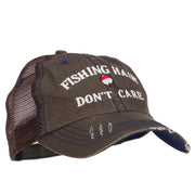 Fishing Hair Don't Care Embroidered Cotton Mesh Cap