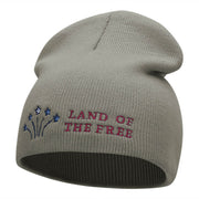 Freedom Reigns Phrase Embroidered Short Knitted Beanie