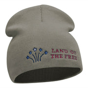 Freedom Reigns Phrase Embroidered Short Knitted Beanie