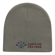 Freedom Reigns Phrase Embroidered Short Knitted Beanie