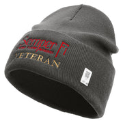 United States Marines Semper Fi Veteran Logo Embroidered 12 Inch Solid Knit Cuff Long Beanie Made in USA - Charcoal OSFM