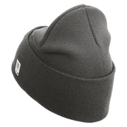 United States Marines Semper Fi Veteran Logo Embroidered 12 Inch Solid Knit Cuff Long Beanie Made in USA - Charcoal OSFM