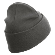 United States Marines Semper Fi Veteran Logo Embroidered 12 Inch Solid Knit Cuff Long Beanie Made in USA - Charcoal OSFM