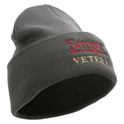 United States Marines Semper Fi Veteran Logo Embroidered 12 Inch Solid Knit Cuff Long Beanie Made in USA - Charcoal OSFM