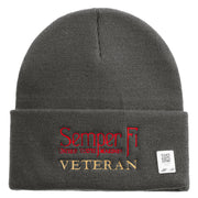 United States Marines Semper Fi Veteran Logo Embroidered 12 Inch Solid Knit Cuff Long Beanie Made in USA - Charcoal OSFM