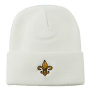 Fleur De Lis Embroidered Long Beanie