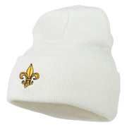 Fleur De Lis Embroidered Long Beanie