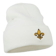 Fleur De Lis Embroidered Long Beanie