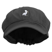 Simple Seagull Logo Embroidered Cotton Elastic Newsboy Cap - Black OSFM