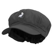 Simple Seagull Logo Embroidered Cotton Elastic Newsboy Cap - Black OSFM