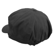 Simple Seagull Logo Embroidered Cotton Elastic Newsboy Cap - Black OSFM