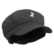 Simple Seagull Logo Embroidered Cotton Elastic Newsboy Cap - Black OSFM