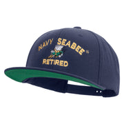 Licensed US Navy Seabee Retired Embroidered Wool Blend Prostyle Snapback Cap - Navy OSFM