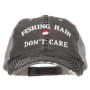 Fishing Hair Don't Care Embroidered Cotton Mesh Cap