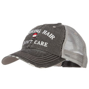 Fishing Hair Don't Care Embroidered Cotton Mesh Cap