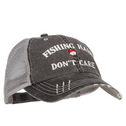 Fishing Hair Don't Care Embroidered Cotton Mesh Cap