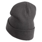 Brain Rot Logo Embroidered Big Size Cuff Long Beanie - Charcoal OSFM