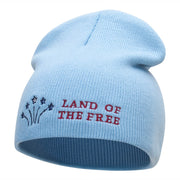 Freedom Reigns Phrase Embroidered Short Knitted Beanie