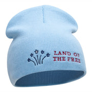 Freedom Reigns Phrase Embroidered Short Knitted Beanie