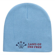 Freedom Reigns Phrase Embroidered Short Knitted Beanie