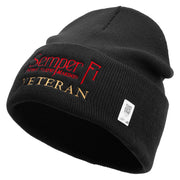 United States Marines Semper Fi Veteran Logo Embroidered 12 Inch Solid Knit Cuff Long Beanie Made in USA - Black OSFM