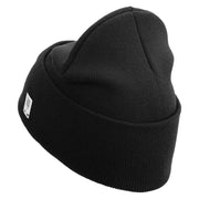 United States Marines Semper Fi Veteran Logo Embroidered 12 Inch Solid Knit Cuff Long Beanie Made in USA - Black OSFM