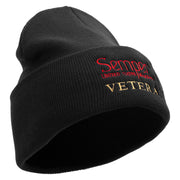 United States Marines Semper Fi Veteran Logo Embroidered 12 Inch Solid Knit Cuff Long Beanie Made in USA - Black OSFM